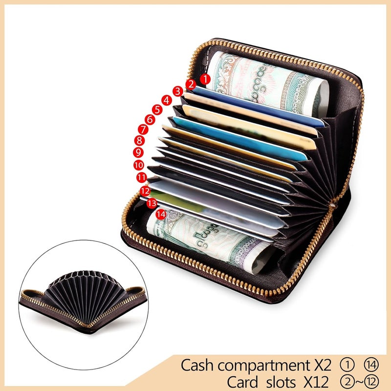 Yonlevres Credit Card Holder RFID Wallet, Small Card Holder Wallet for Women with Keychain Zipper, Funny Leather Print Credit Card Wallets Accordion Gift - Image 5